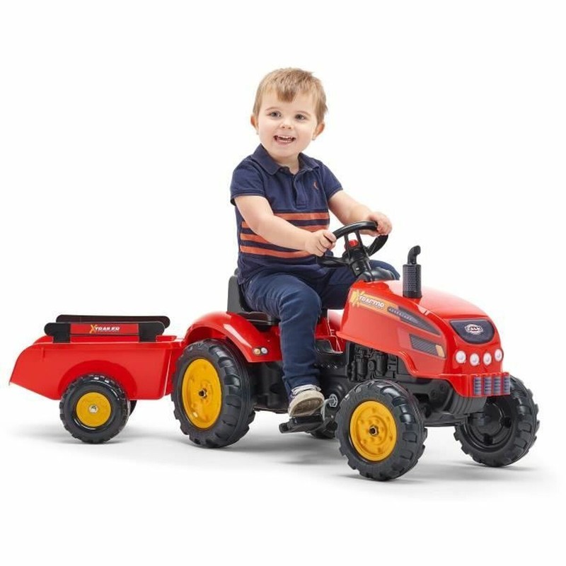 Juguetes Exterior Niños: Tractor a Pedales Falk Rojo con Remolque
