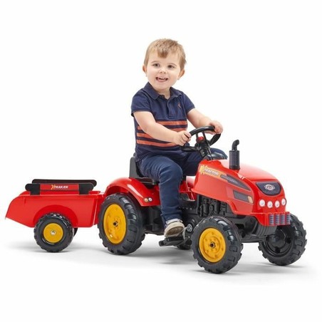 Juguetes Exterior Niños: Tractor a Pedales Falk Rojo con Remolque