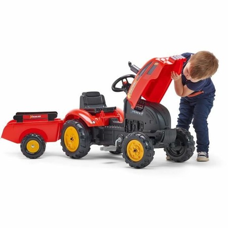 Juguetes Exterior Niños: Tractor a Pedales Falk Rojo con Remolque