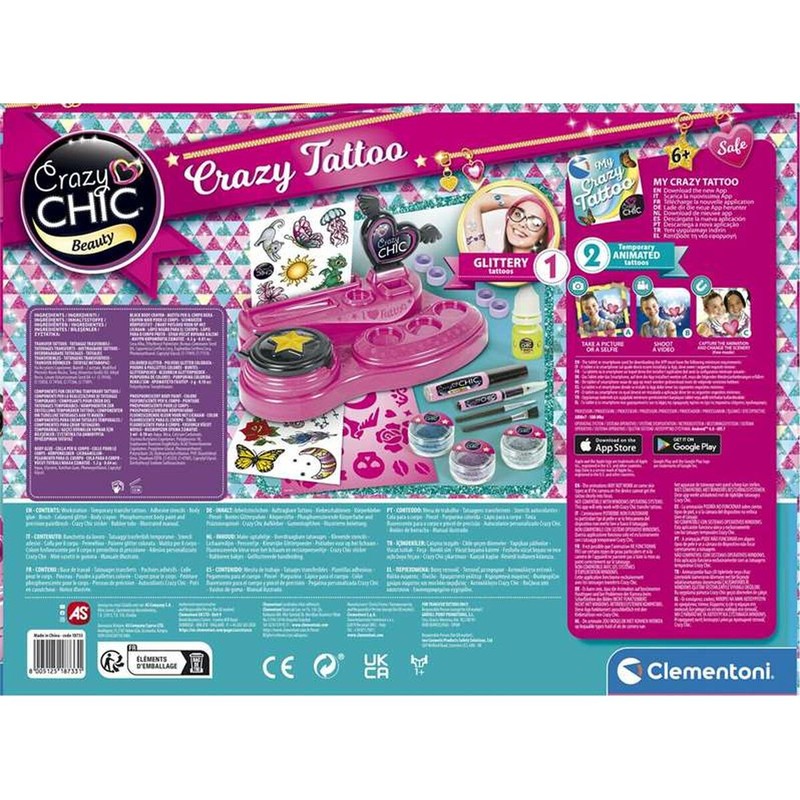 Disfraces Niños: Tatuajes Temporales Clementoni Crazy Tattoo Studio