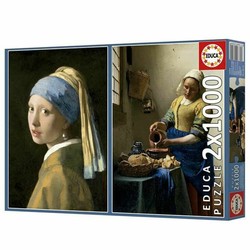 Juguetes construcción niños con el Puzzle Educa Vermeer, La joven de la perla y La lechera.
