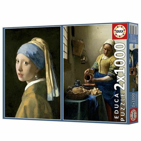 Juguetes construcción niños con el Puzzle Educa Vermeer, La joven de la perla y La lechera.
