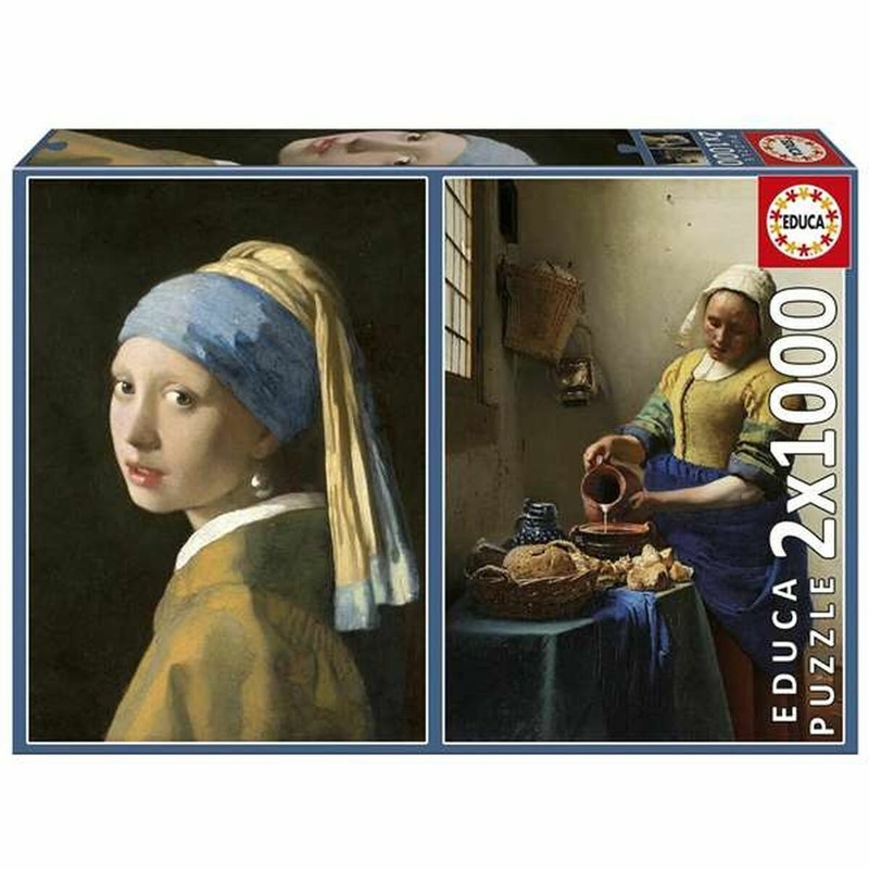 Detalle de las piezas del Puzzle Educa Vermeer, más que simples bloques apilables bebé.