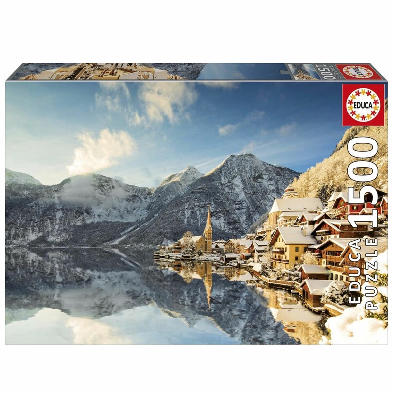 Caja del puzzle 1500 piezas Hallstatt, con información de la marca Educa.