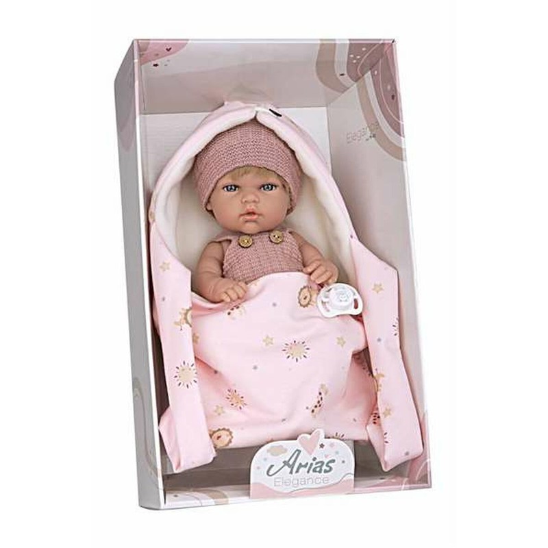 Muñecas Niñas Arias Elegance: Bebé Vinilo 30 cm con Portabebés