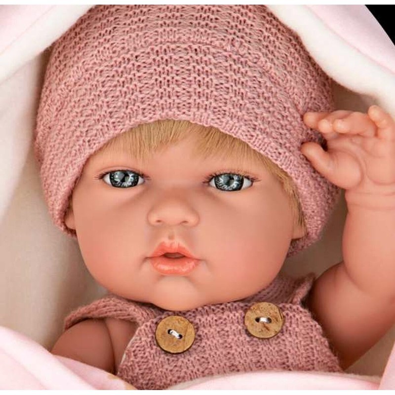 Muñecas Niñas Arias Elegance: Bebé Vinilo 30 cm con Portabebés