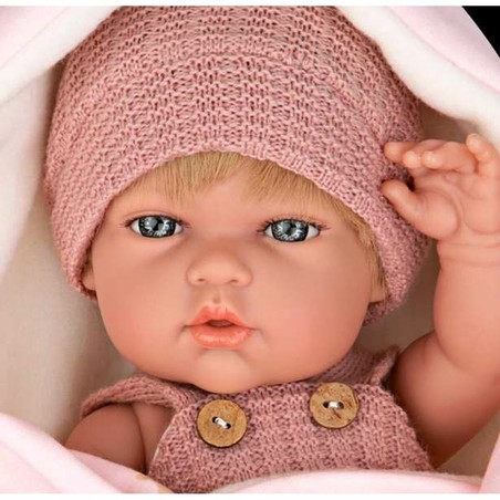 Muñecas Niñas Arias Elegance: Bebé Vinilo 30 cm con Portabebés
