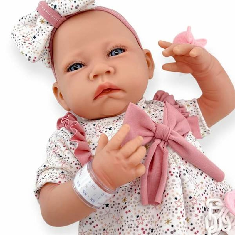 Muñecas Niñas Reborn Berjuan 50 cm con Lazo Blanco