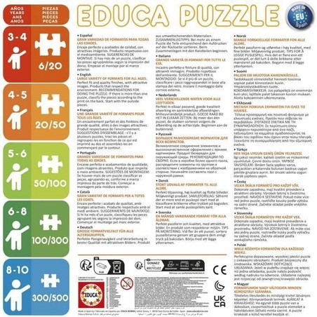 Vista detallada de un **set construcción educativo** de Educa con unicornios