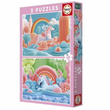 Diseño multicolor del puzzle de unicornios, ideal para **bloques apilables bebé** (transición)