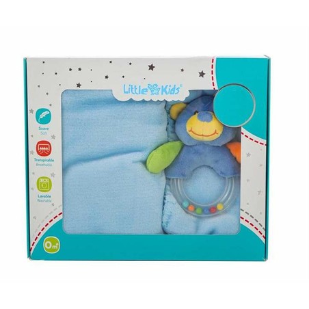 Peluches niños BigBuy Fun: Set Manta Coralina y Sonajero Oso
