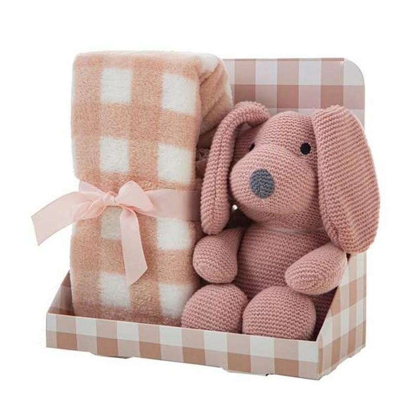 Peluches Niños BigBuy Fun: Set Peluche Perro y Manta Rosa - Compra online en MegaJuguetes