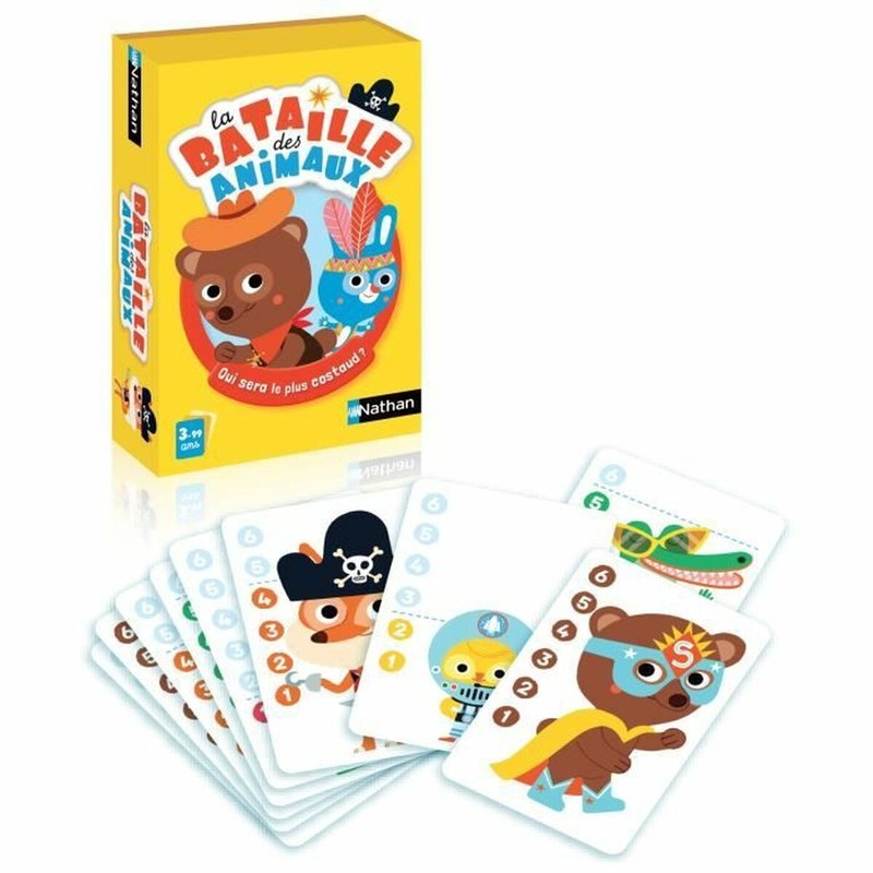 Juegos mesa niños Nathan La Batille des animaux - Juego de cartas educativo