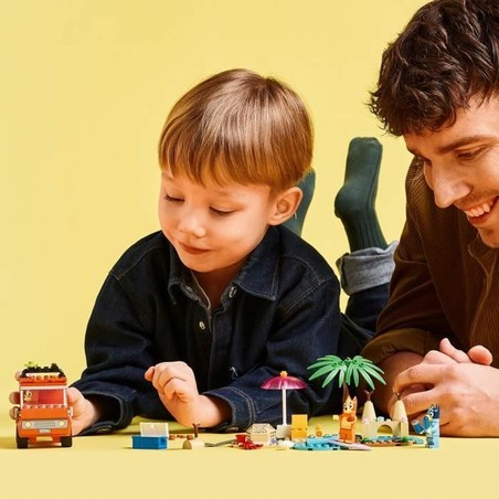Juguetes Construcción Niños Lego Bluey Playa y Coche Familia 133 Pzs