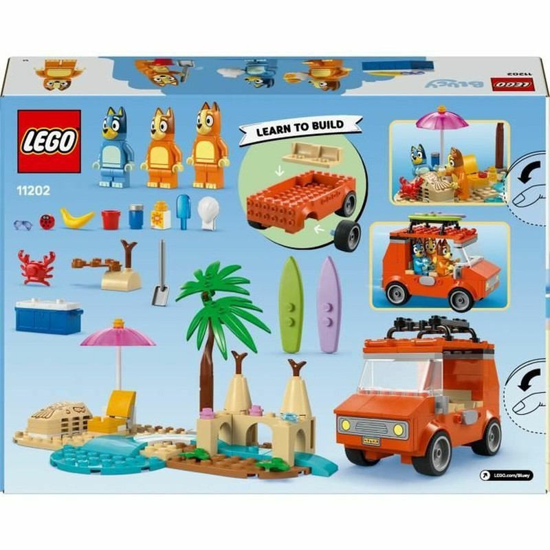 Juguetes Construcción Niños Lego Bluey Playa y Coche Familia 133 Pzs