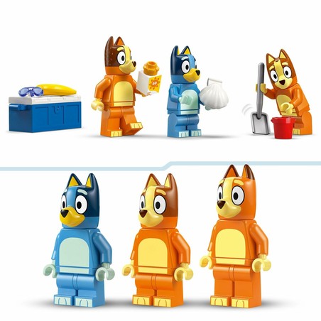 Juguetes Construcción Niños Lego Bluey Playa y Coche Familia 133 Pzs