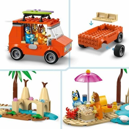 Juguetes Construcción Niños Lego Bluey Playa y Coche Familia 133 Pzs