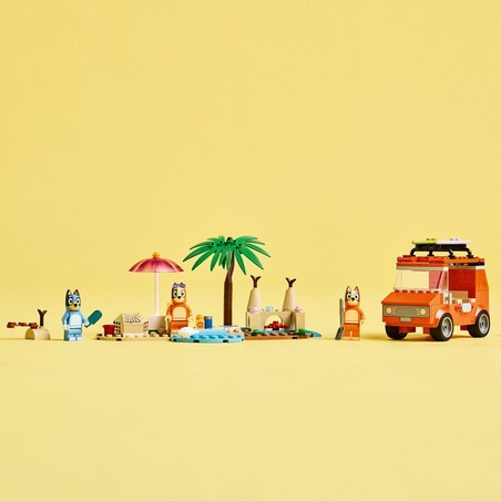 Juguetes Construcción Niños Lego Bluey Playa y Coche Familia 133 Pzs