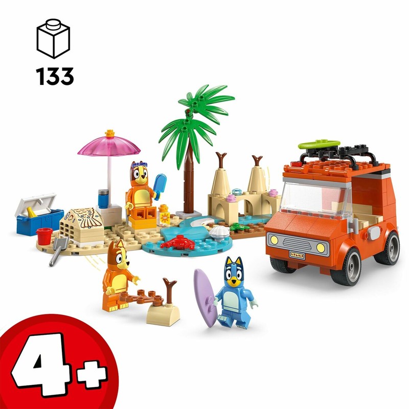 Juguetes Construcción Niños Lego Bluey Playa y Coche Familia 133 Pzs