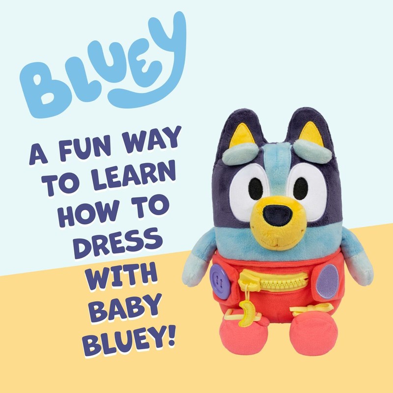 Detalle del peluche Bluey, con acabados de alta calidad