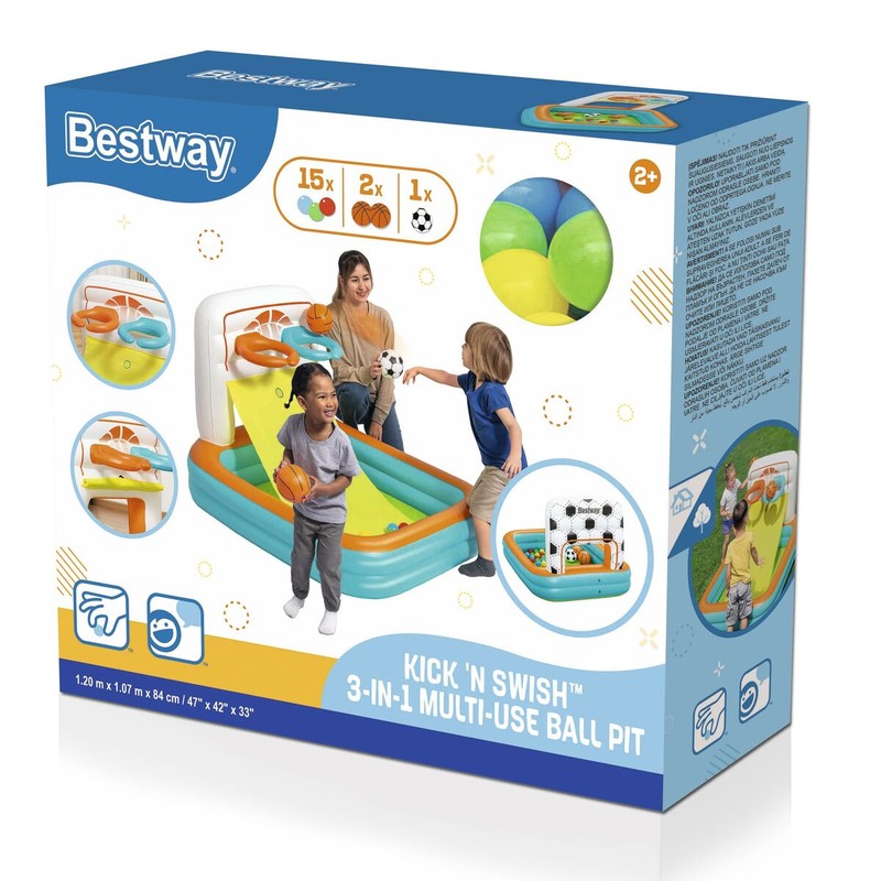 Juguetes Exterior Niños: Piscina Hinchable Bestway Kick N'Swish con Canastas y Bolas - Compra online en MegaJuguetes