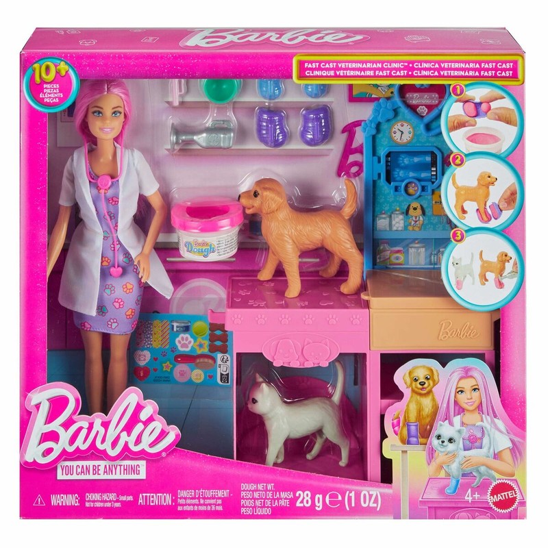 Set juego Barbie veterinaria para niños con mascotas