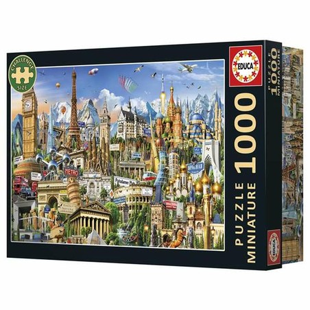 Puzzle 1000 piezas adultos Educa Europe Miniature, vista frontal de la caja.