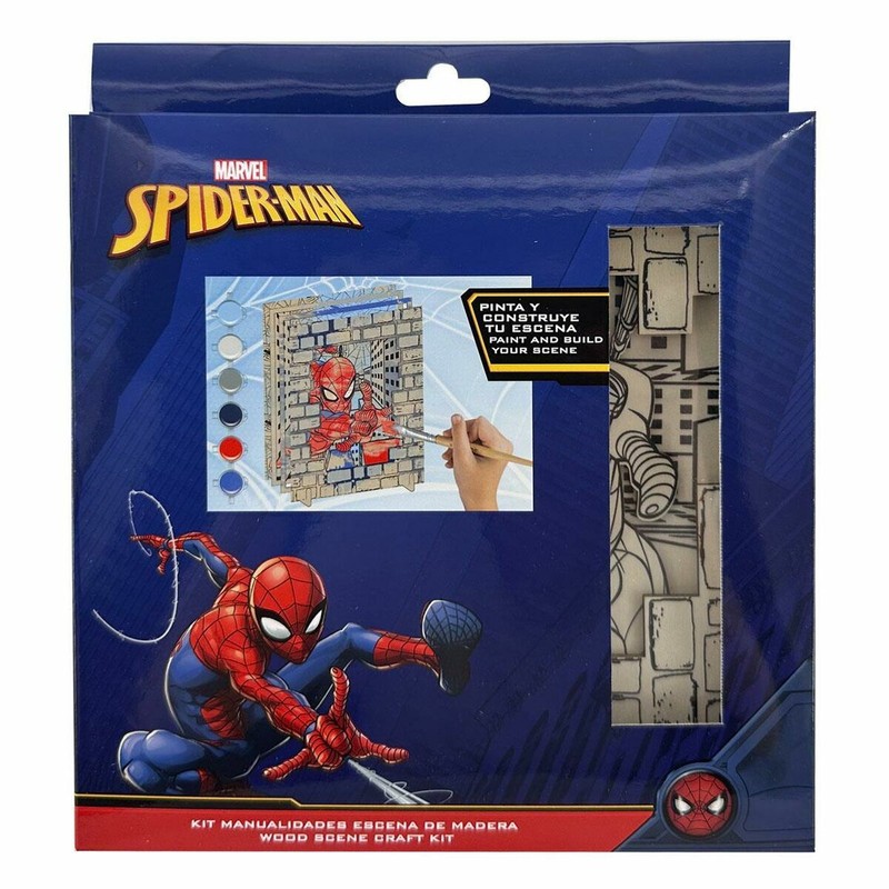 Set de manualidades niños Spider-Man de madera con pinturas y pincel