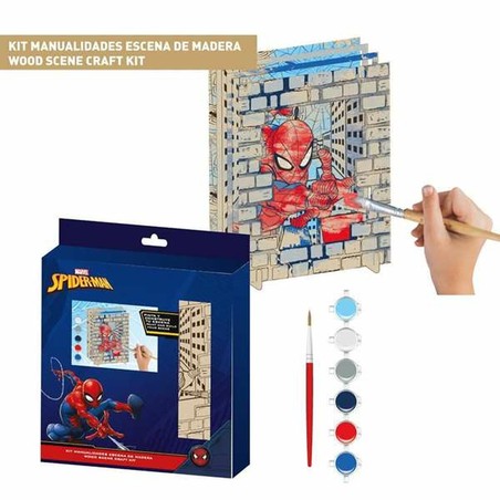 Kit manualidades infantil Spider-Man, figuras de madera para colorear