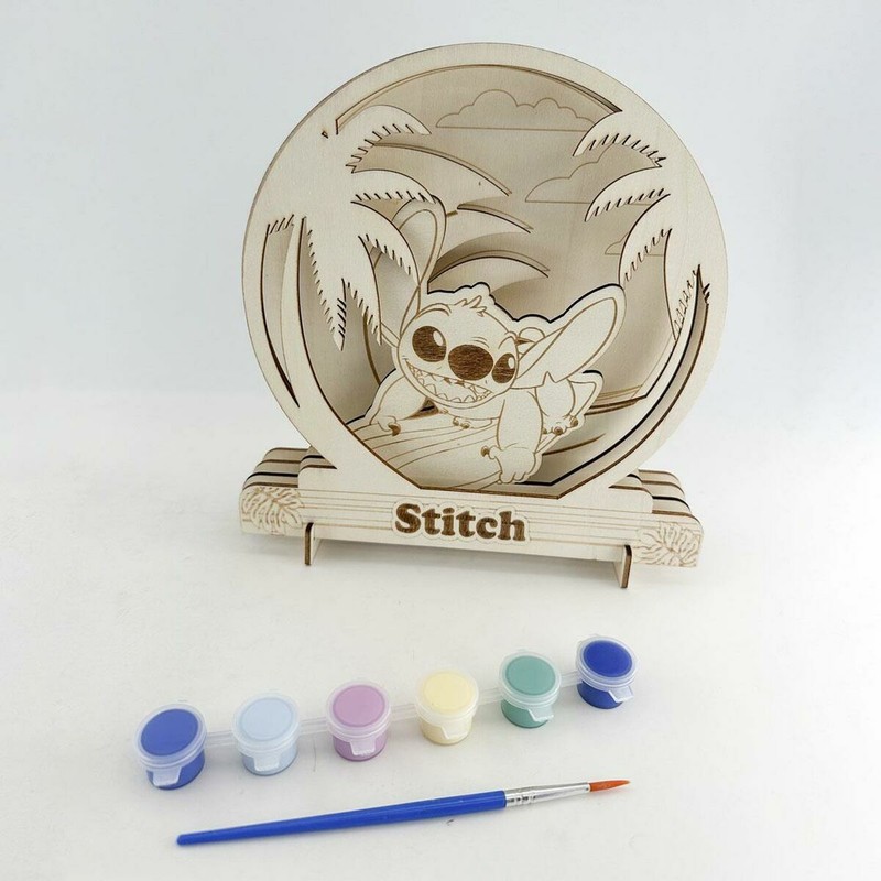 Manualidades para niños: figura de Stitch de madera multicolor
