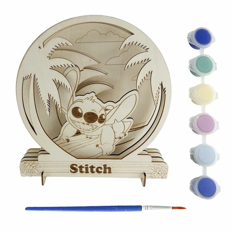Juguete educativo: Stitch de madera para desarrollar la motricidad fina