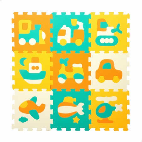 Alfombra puzzle EVA vehículos: Superficie de juego segura y educativa para bebés.