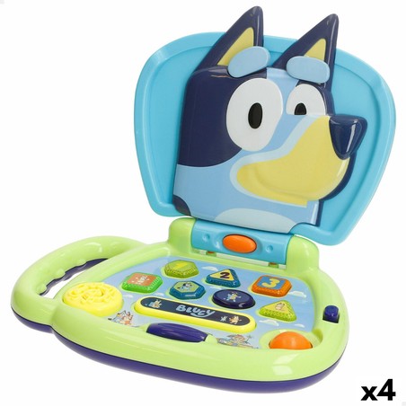 Ordenador juguete Bluey interactivo con pantalla y botones de colores.
