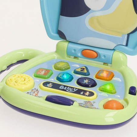 Juguete educativo inglés Bluey con sonidos y luces para niños pequeños.