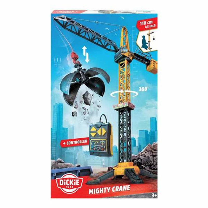 Grúa de juguete Smoby Mighty Crane radiocontrol para **coches juguete niños** en acción