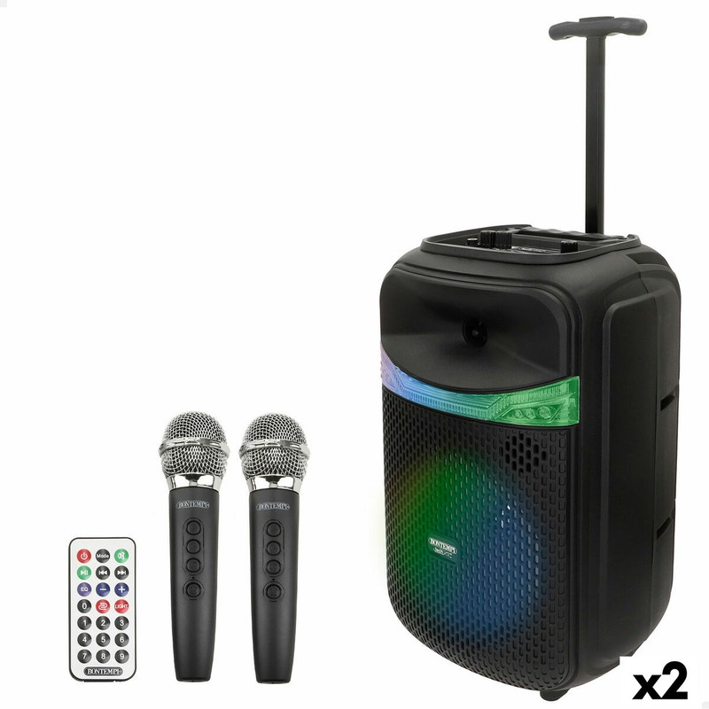 Altavoz karaoke Bontempi con micrófono inalámbrico y luces