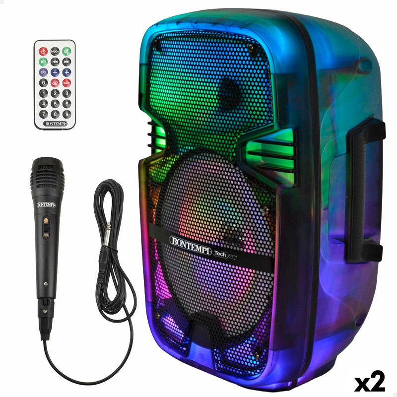 Altavoz Karaoke con Micrófono Bontempi doble con luces