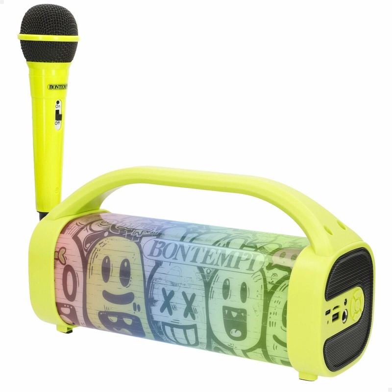 Altavoz karaoke Bontempi encendido, listo para cantar