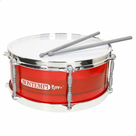 Tambor Bontempi con baquetas, listo para tocar