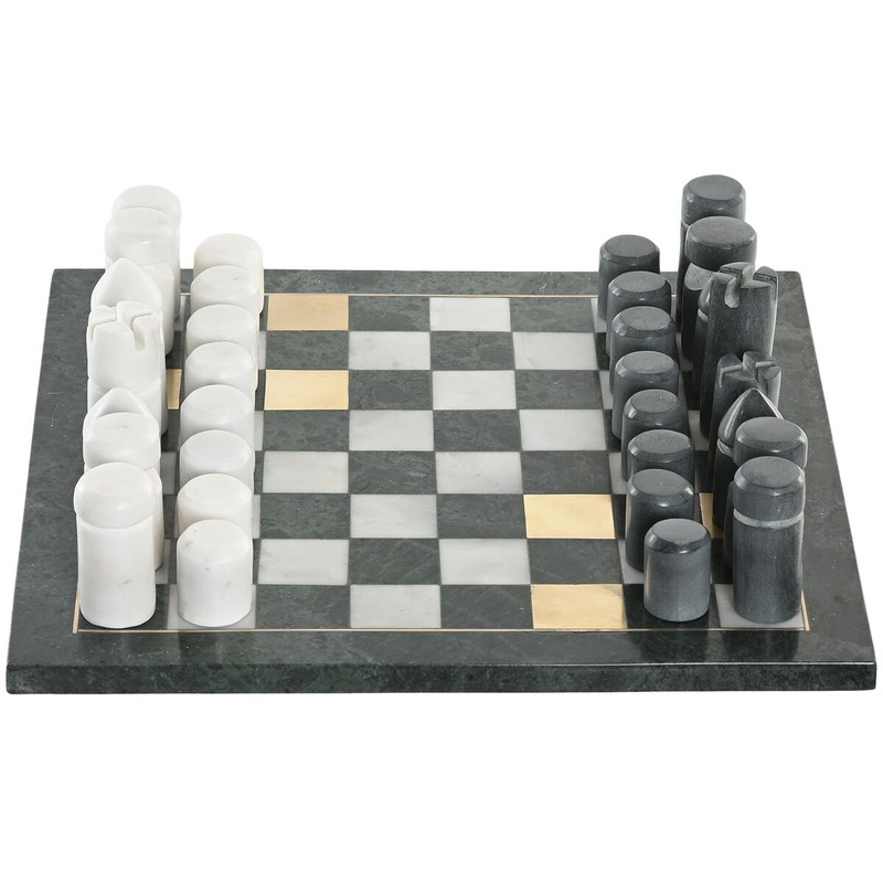 Juego de mesa estrategia Ajedrez Mármol Latón Home ESPRIT