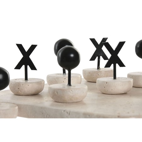 Elegante juego tres en raya de mármol negro y beige