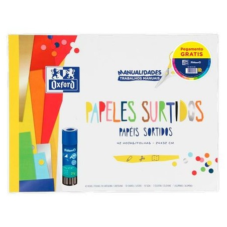 Kit manualidades infantil con cartulinas, pegamento y papel de colores