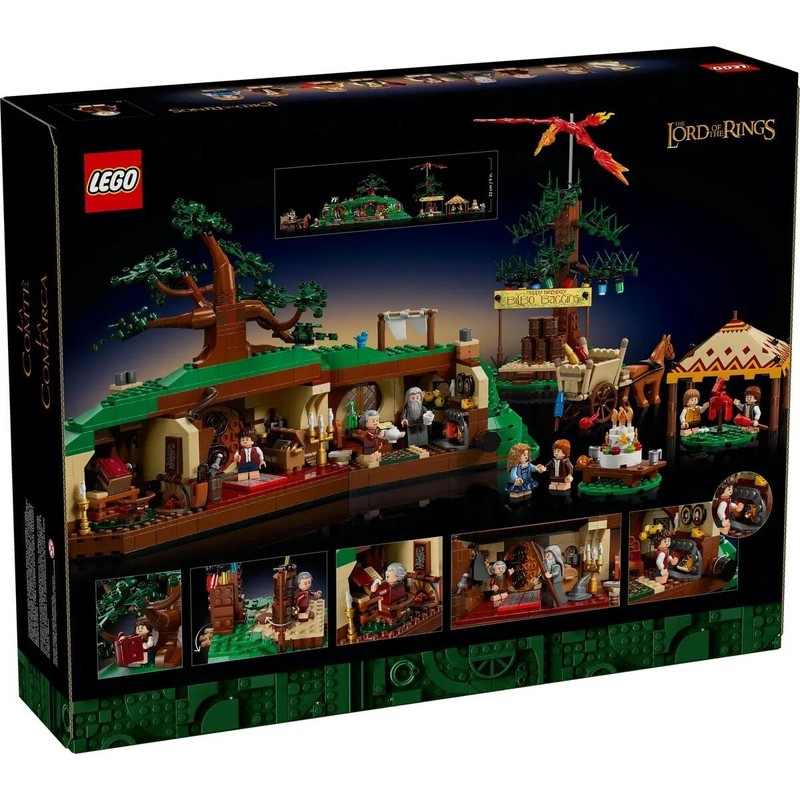 Vista lateral del set LEGO ICONS La Comarca con elementos verdes
