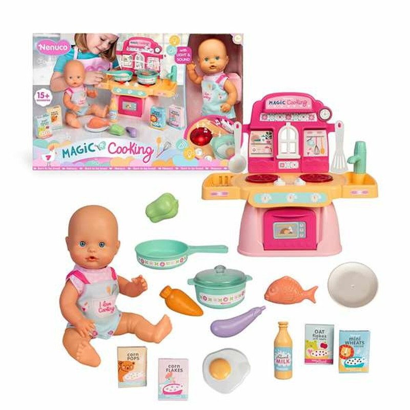Muñeca Bebé Magic Cooking Famosa con accesorios de cocina