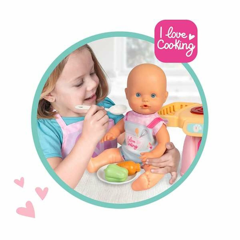 Detalle de accesorios de la muñeca Magic Cooking, juguete cocina infantil