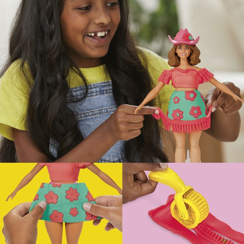 Niños creando con arcilla modelar niños Play-Doh Florals & Fringe