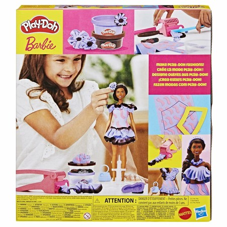Contenido del set Play-Doh Barbie Fashionista: 730g de plastilina