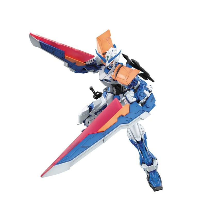 Gundam Astray Blue Frame Second Revise en pose de acción, montaje detallado