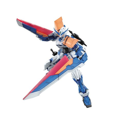 Gundam Astray Blue Frame Second Revise en pose de acción, montaje detallado
