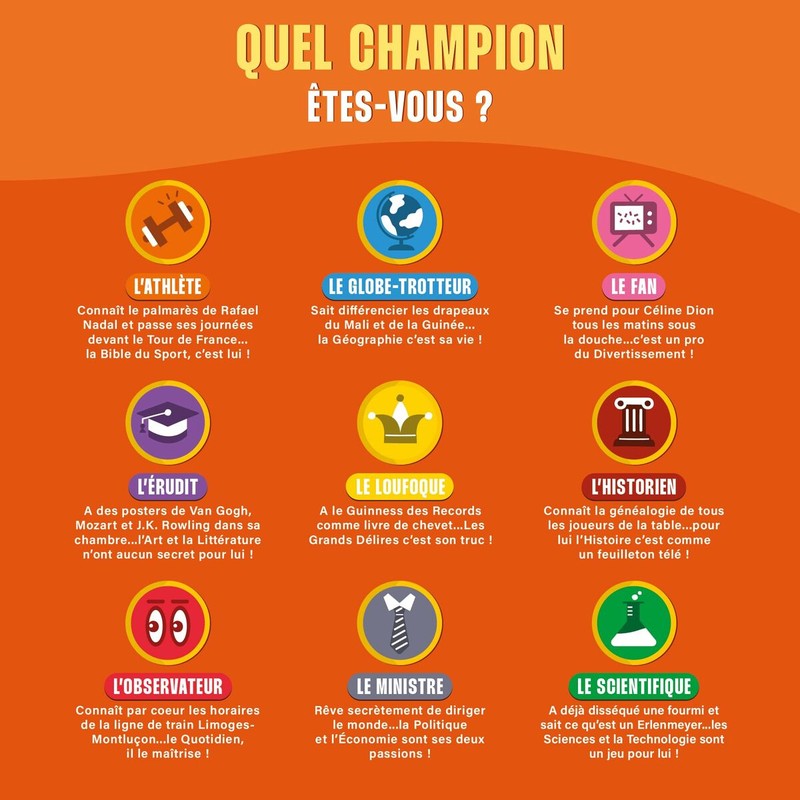 Componentes del juego de mesa The Closest Wins, tarjetas de preguntas y tablero.